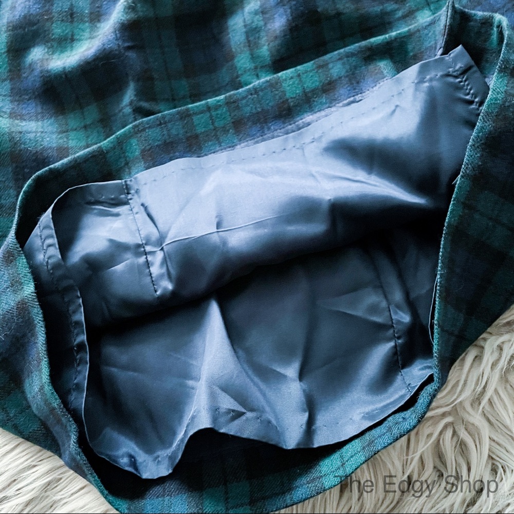Pendleton | Vintage Wool Plaid Pencil Skirt Black Tartan 1980s - Picture 5 of 6